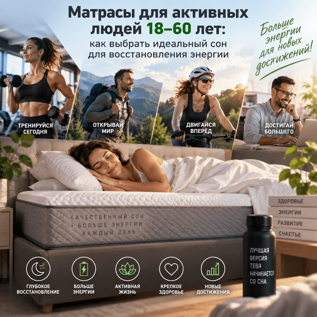 Матрасы для активных людей 18–60 лет: как выбрать идеальный сон для восстановления энергии